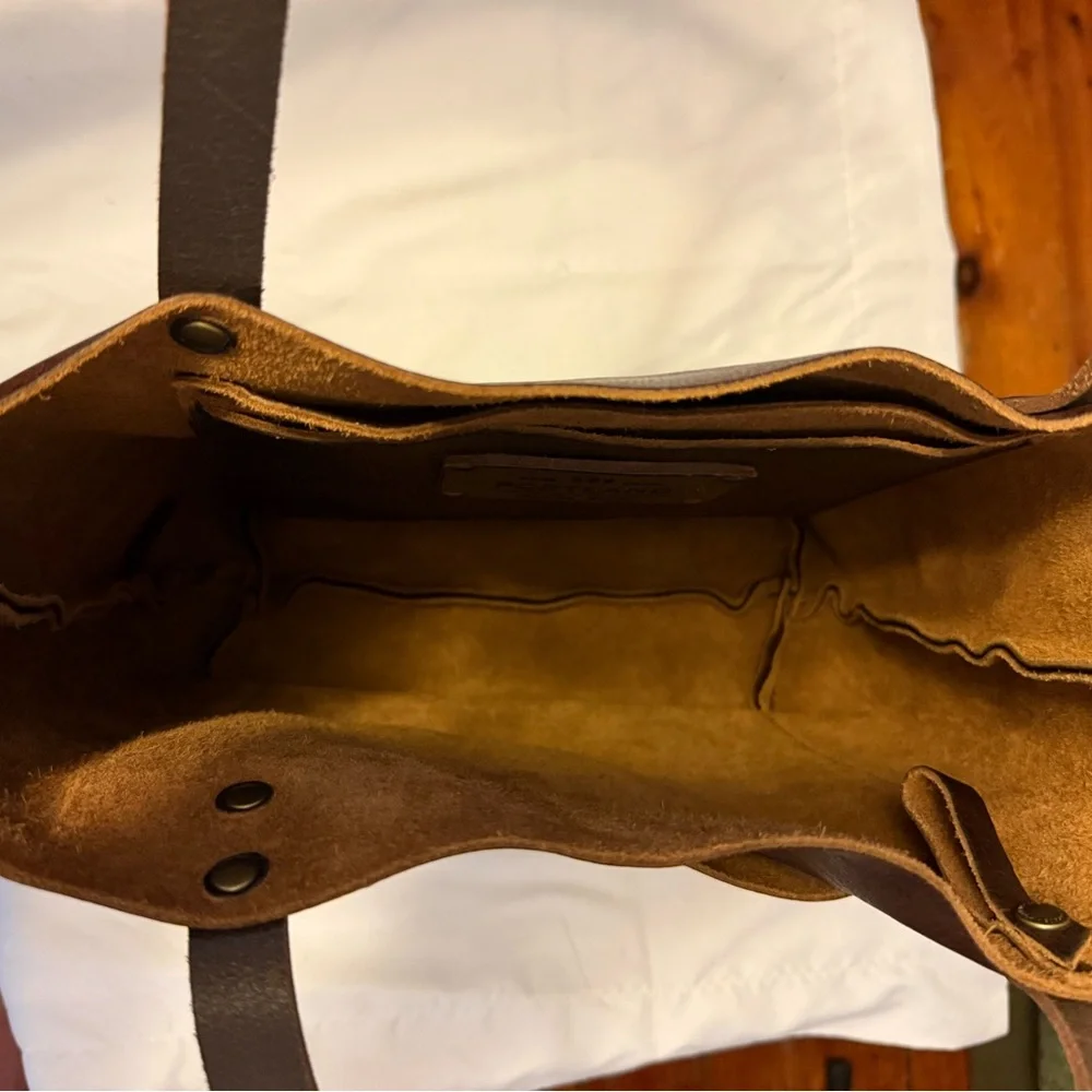 Portland Leather Goods Brown Leather North South Tote Bag - Picture 2 of 7